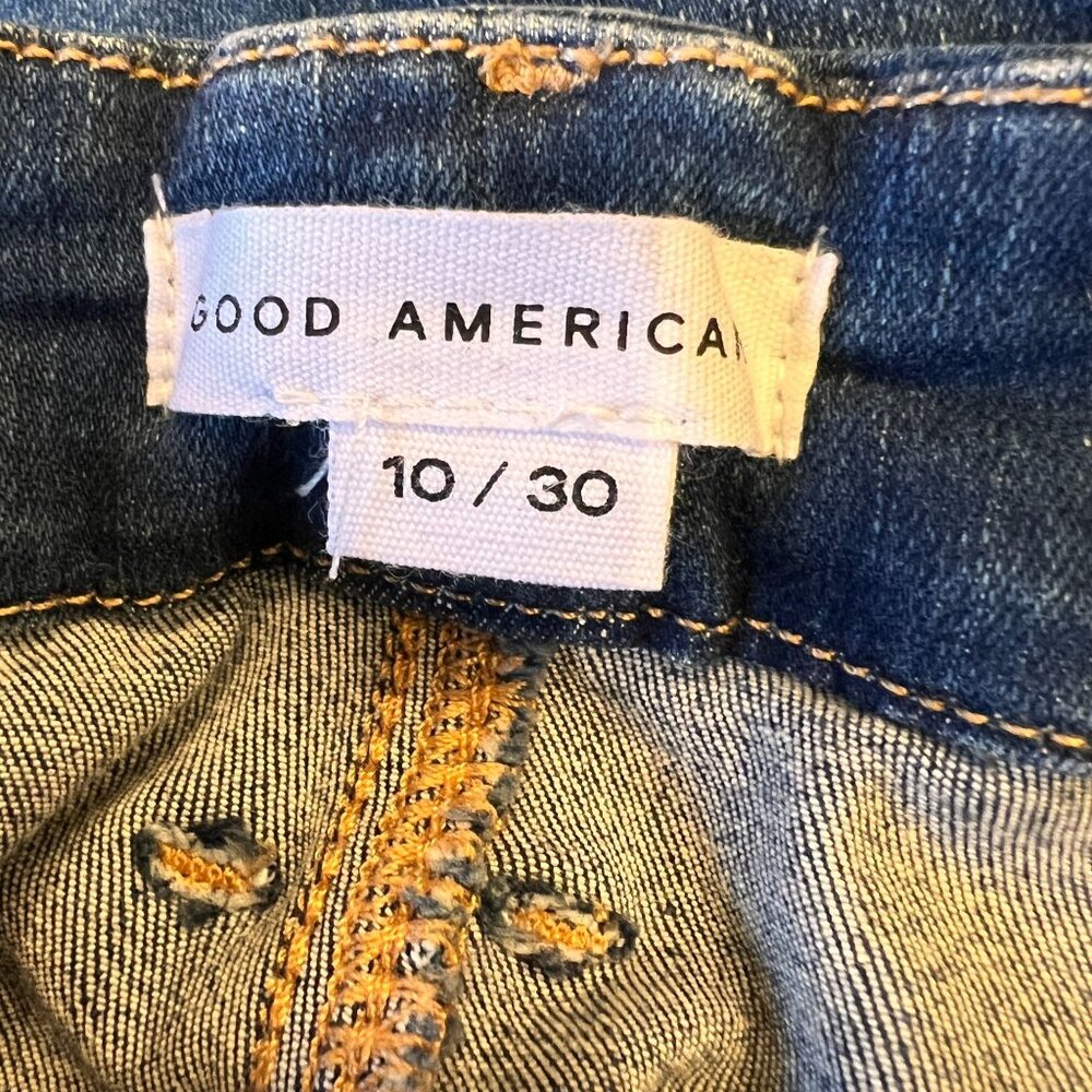 Good American Good Waist Raw Edge Skinny Jeans in Blue331 Size 10 - Picture 6 of 13